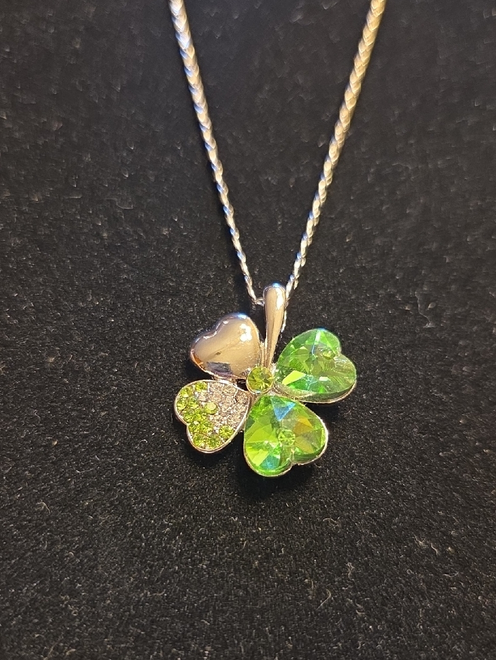 Crystal Four Leaf Clover Pendant Necklace, 18 inches